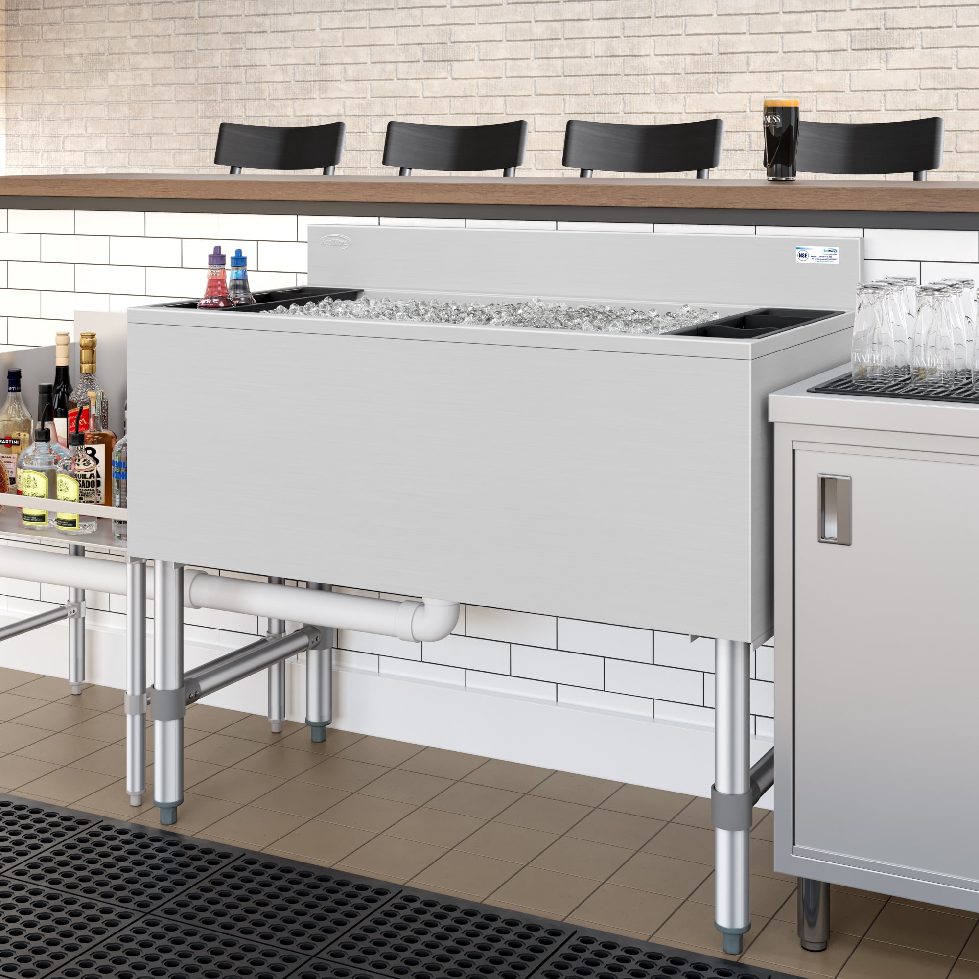 36 in. Commercial Underbar Ice Bin with Siding Lid in Stainless Steel (KM-UIB-1836)