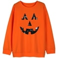 thumbnail image 2 of Chandails en Molleton Visage de Citrouille Halloween Femmes Mignon Chandail Graphique Citrouille Décontracté Manches Longues Automne, 2 of 5
