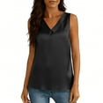 thumbnail image 5 of Womens Solid Blouses Silk Satin Tank Tops V Neck Casual Camisoles Sleeveless Business Work Blouse Dressy Spring Summer Comfy Shirts, 5 of 7