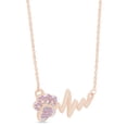 thumbnail image 3 of AFFY Round Cut Simulated Birthstone Paw & Heartbeat Pendant Necklace In 14K Rose Gold Over Sterling Silver By, 3 of 7