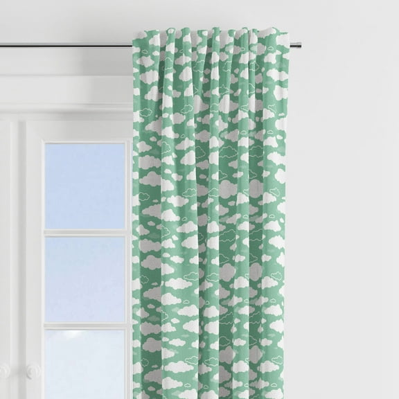 Bacati - Clouds in the City Mint/ Bacati - Clouds Single Window Curtain Panel