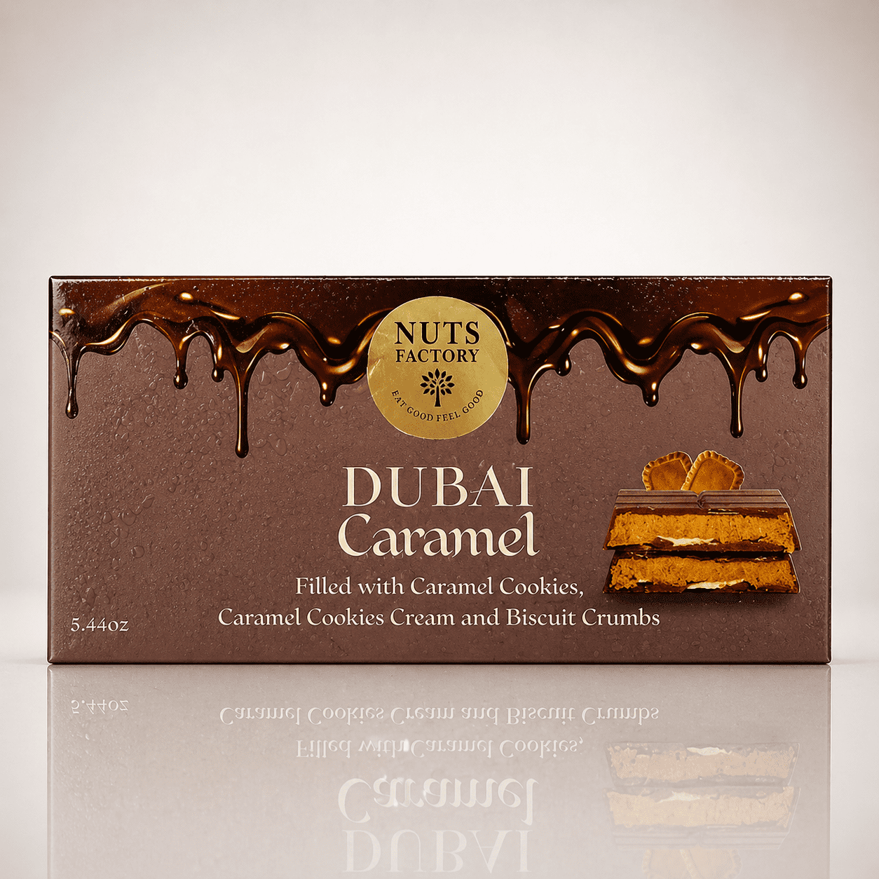 Nuts Factory Dubai Style Caramel Cookie Chocolate Bars with Buttery Cookie Layers & Crispy Kataifi Crunch, Pack of 2 Large Bars – #1 Ranked Dubai Chocolate Bars in the World by CNBC