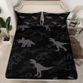 thumbnail image 2 of Feelyou Kid Cartoon Dinosaur Queen Sheet Sets, Black Camo Abstract Bed Set, 4 Pieces, 2 of 7