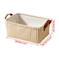 thumbnail image 3 of MMJ Corduroy Storage Basket with Leather Handles Soft Fabric Bin for Nursery Makeup Toys 14.2x10.2x6.3in, 3 of 9