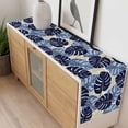 thumbnail image 4 of Blue Palm Leaves Table Runner - 60 Inch Long, Kitchen Dining Table Runner Dresser Scarves, Farmhouse Summer Beige Tropical Plants Farmhouse Decor for Coffee Tables Wedding Party Banquet, 4 of 8