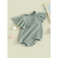 thumbnail image 3 of Suealasg Baby Girls Romper 3M 6M 12M 18M Fly Sleeve Round Neck Solid Color Bodysuit Infant Girls Summer One Piece Clothes, 3 of 9