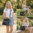 thumbnail image 5 of WANDF Hobo Bag for Women,Chic PU Leather Shoulder Bags with Wide Strap,Retro Commuter Bag with Coin Purse for Ladies,Crossbody Tote Bag Handbag for Work, Shopping,Travel(Black), 5 of 7