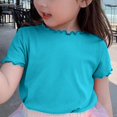thumbnail image 1 of AherBiu Girls T Shirts Ruffle Short Sleeve Tops Cotton Soft Tee Tops Crewneck Casual Solid Color Tshirts 1-9 Years, 1 of 4