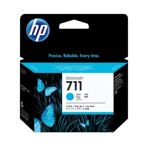 HP 711 3-Pack 29-ml Cyan Ink Cartridges