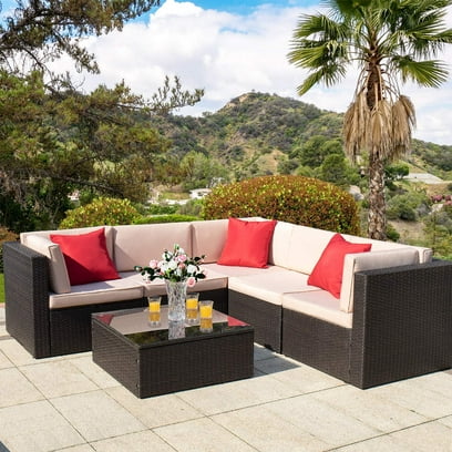 Walnew 7 Pieces Outdoor Patio Furniture Sofa Set
