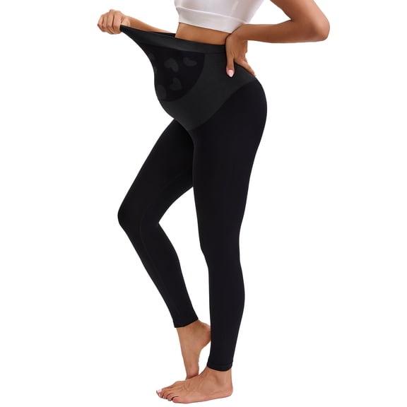 INNERSY Maternity Leggings Over the Belly High Waisted Pregnancy Yoga Pants for All Stages(L,Black)