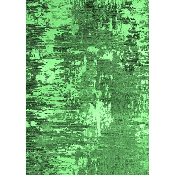 Ahgly Company Indoor Rectangle Abstract Emerald Green Modern Area Rugs, 8' x 12'