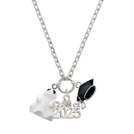 Delight Jewelry Resin Ghost - Silver-tone Class of 2025 Graduation Zoey Necklace, 28"