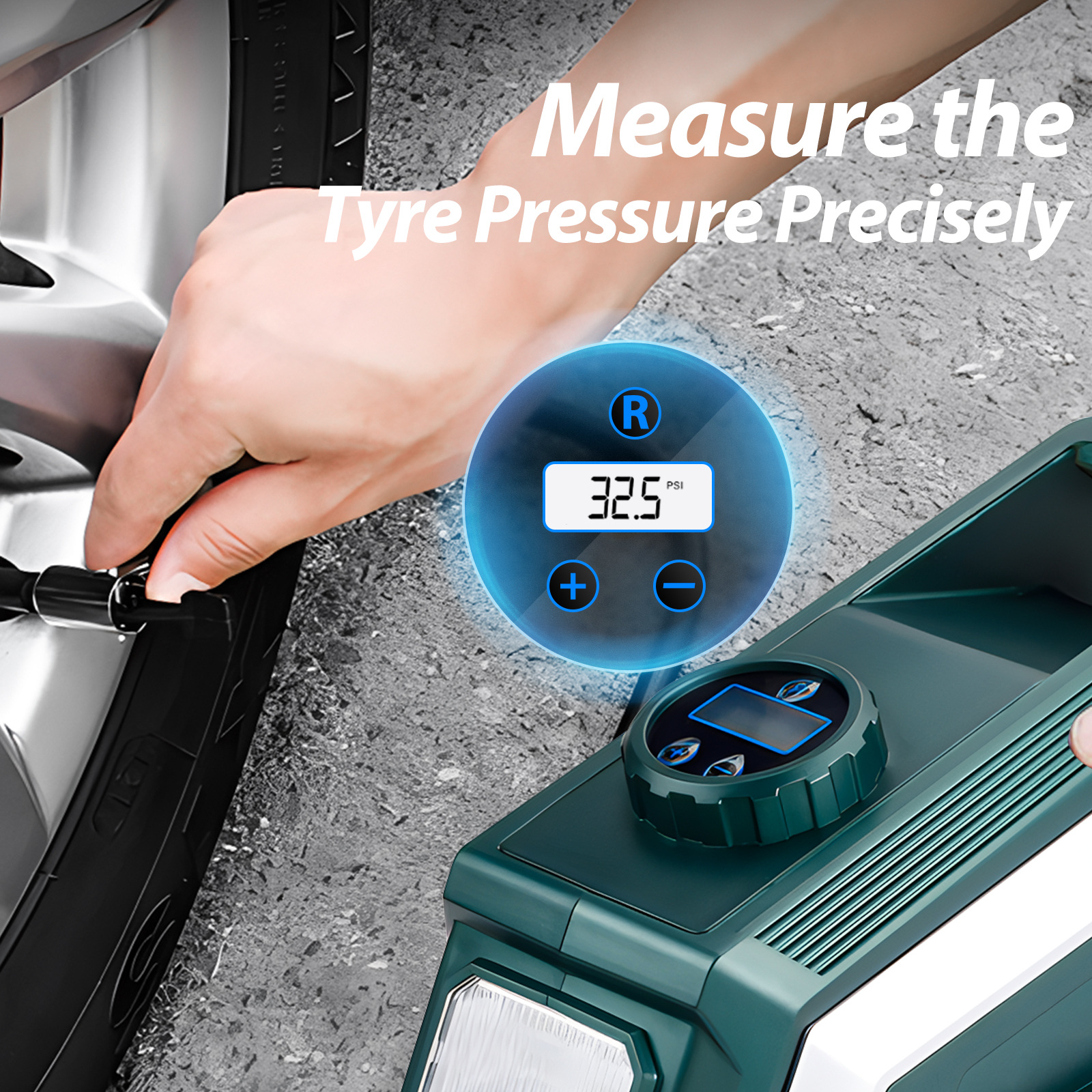 CarCome Portable Tire Inflator for Car,150PSI Air Compressor for Car Tires Inflator,12V DC Auto Tire Pump with Digital Pressure Gauge,Emergency LED Light for Car, Bike, Balloons and Other Inflatables