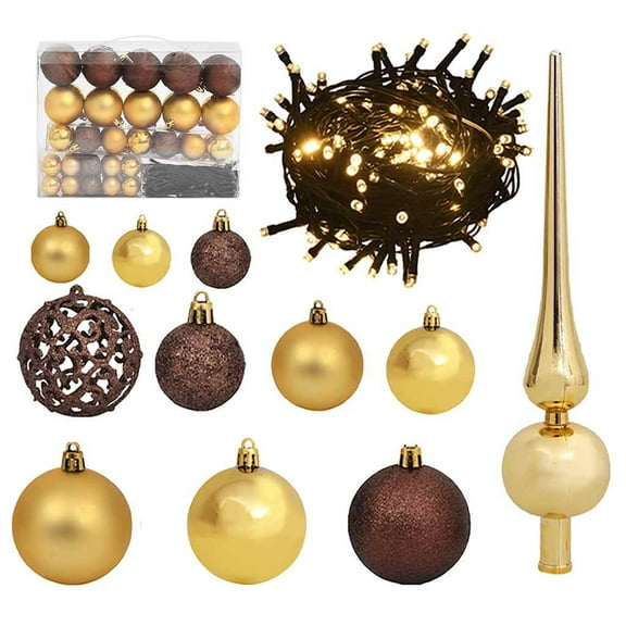 vidaXL 1 Piece Christmas Decoration Ball Set with LED Lighted Peak Xmas Tree Holiday Ornament