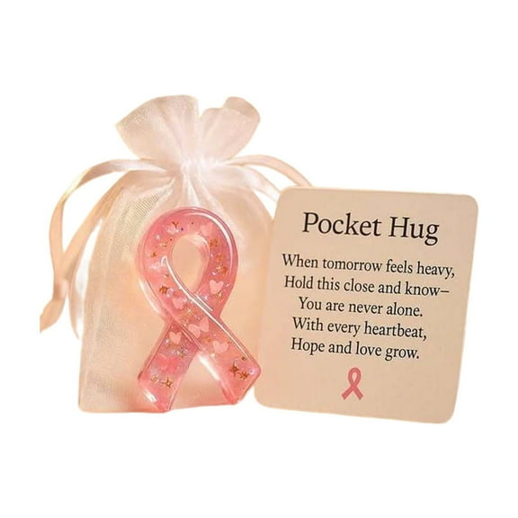 Breast Cancer Awareness Accessories, Ribbon Pocket Gift Resin Decorations Pocket Gifts,Breast Cancer Awareness Decoration