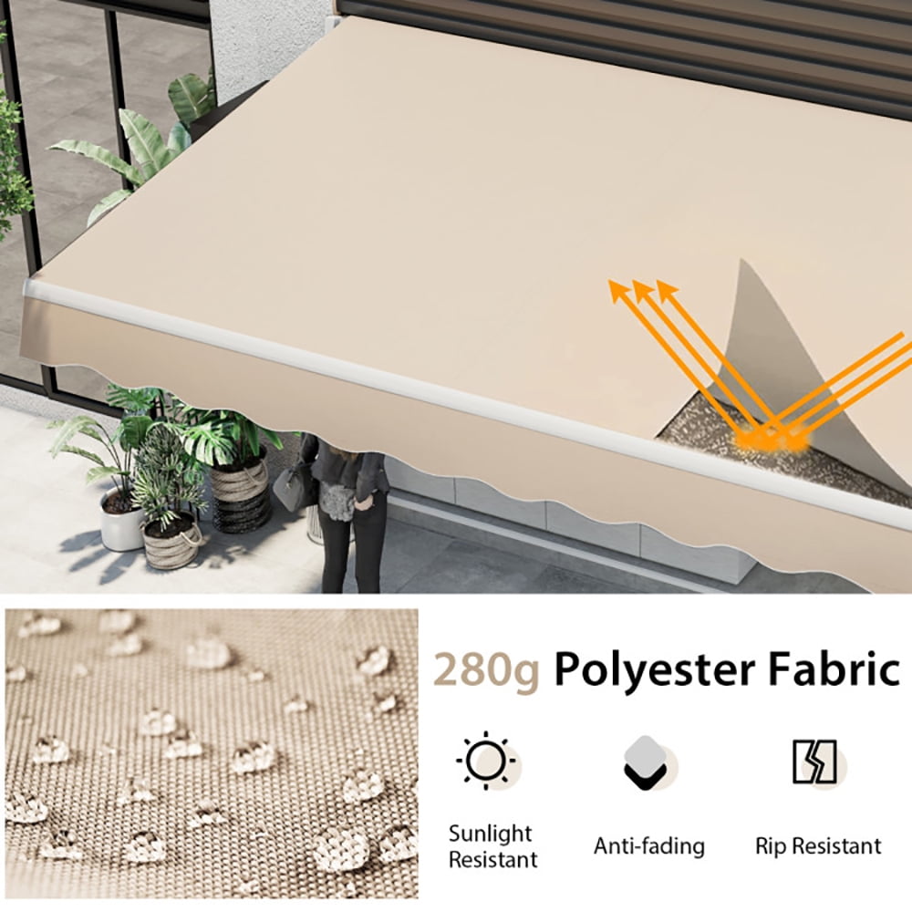 Aimee Lii 13 × 8 Feet Retractable Patio Awning Aluminum Deck Sunshade, Awnings for Decks, Beige