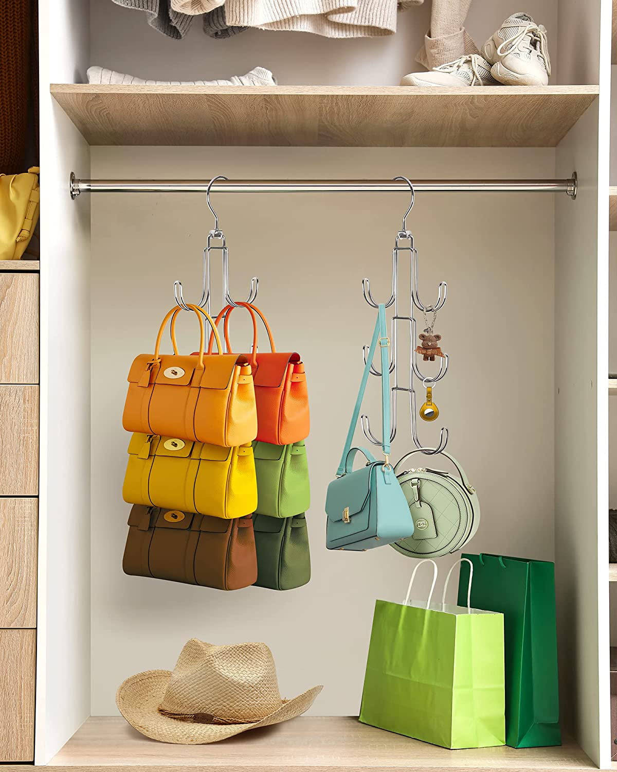 3PCS Purse Handbag Hangers, Purse Handbag Holder Plastic Space Saving  Hangers Closet Organization Bags Storage for Purses Handbags Backpacks Tank  Tops Belts 