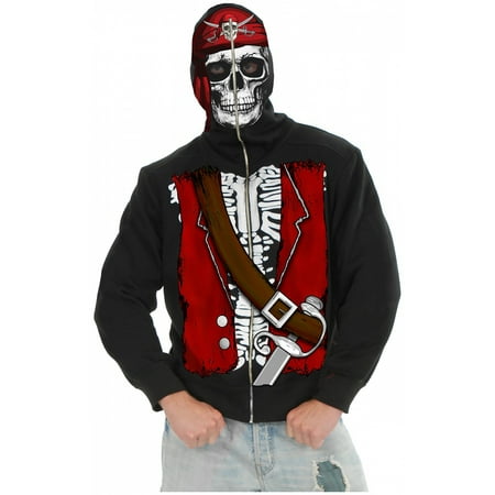 Dead Pirate Skull Hoodie Adult Costume - Medium
