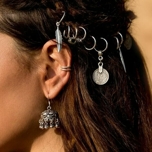 Accessories Silver Beads Braid Charms Hair Rings Jewelry for Women and Girls Pack of 16 Silver Walmart