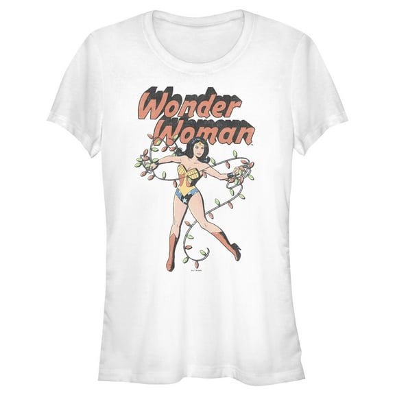 Junior's Wonder Woman 1984 Wrapped in Lights Graphic Tee White Medium