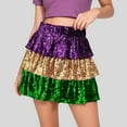 thumbnail image 6 of vigerkar Mardi Gras Skirt Sparkly Carnival Costume Skirts Festival Party Dance Skirts for Women (Purple, L), 6 of 9