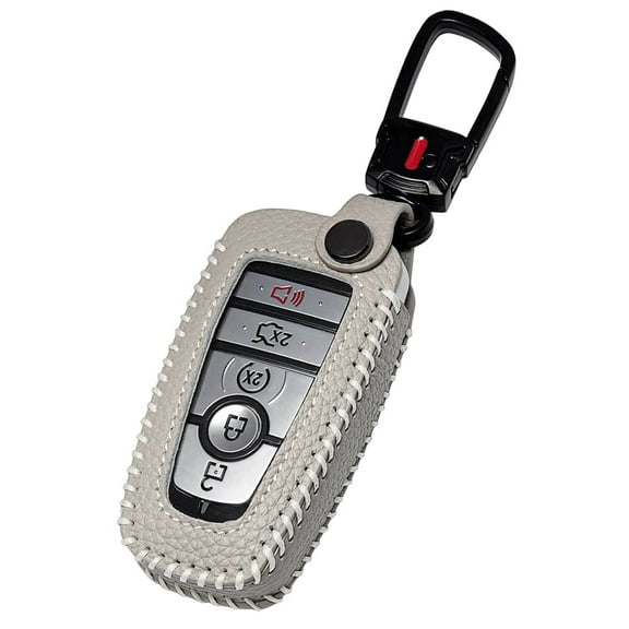 for Ford Key Fob Cover with Keychain, Leather Keyless Entry Car Smart Key Case Protector Holder Compatible with 2017-2024 Bronco Escape Mustang Explorer F150 F250 F350 Fusion Edge