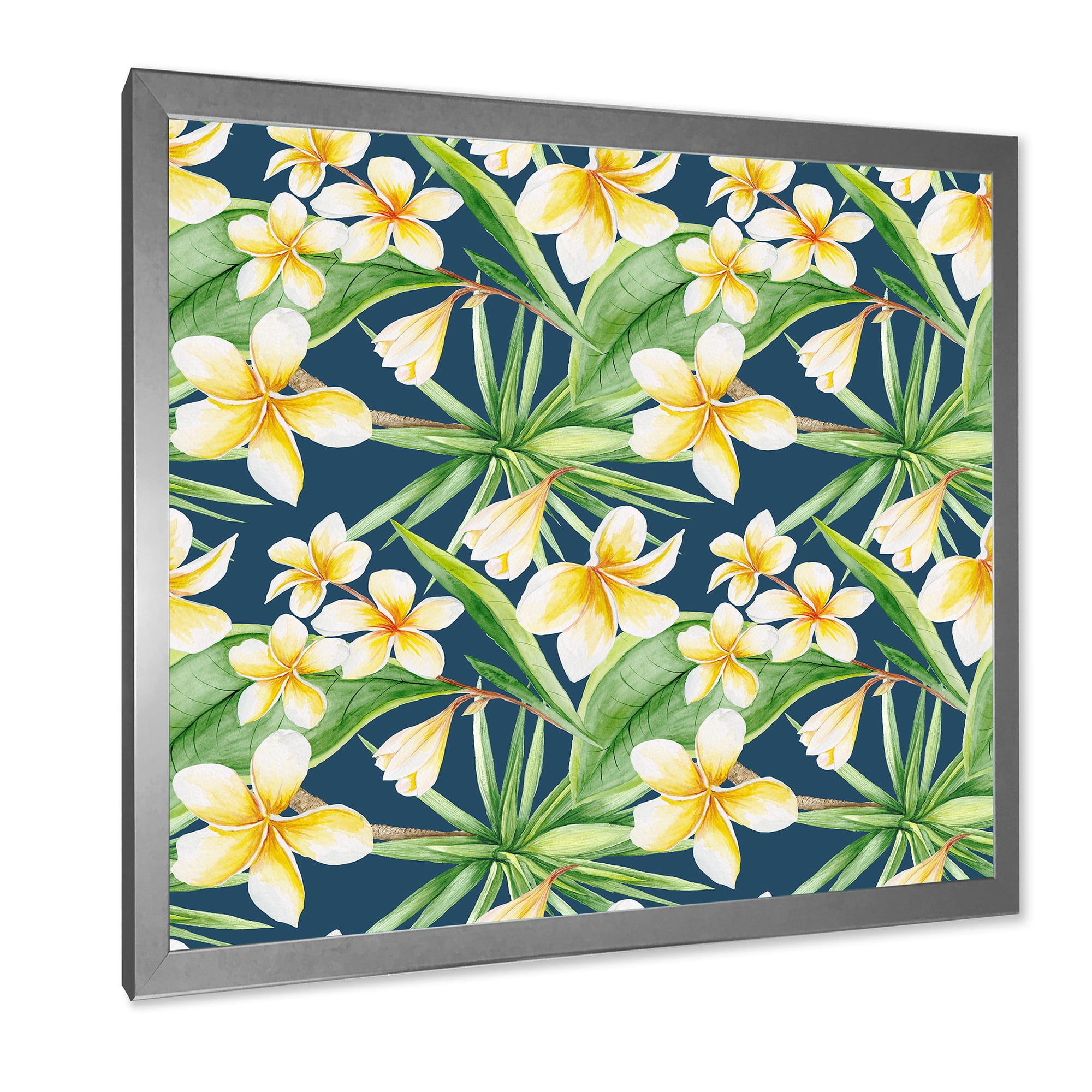 Designart 'Yellow Flowers and Tropical Foliage VIII' Modern Framed Art Print