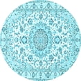 thumbnail image 1 of Ahgly Company Indoor Round Medallion Light Blue Traditional Area Rugs, 4' Round, 1 of 4
