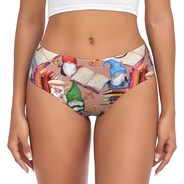 Balery Gnomes Books Tea Cups Ropa Interior de Algodón para Mujer con Dibujo – Braguitas Cómodas y Elásticas, Estilo Clásico-X-Small