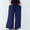 Navy, variant on COSFO Solid Womens Pants Casual Palazzo White High Elastic Waisted Wide Leg Pants Drawstring Loose Adjustable Width Plus Size Pants