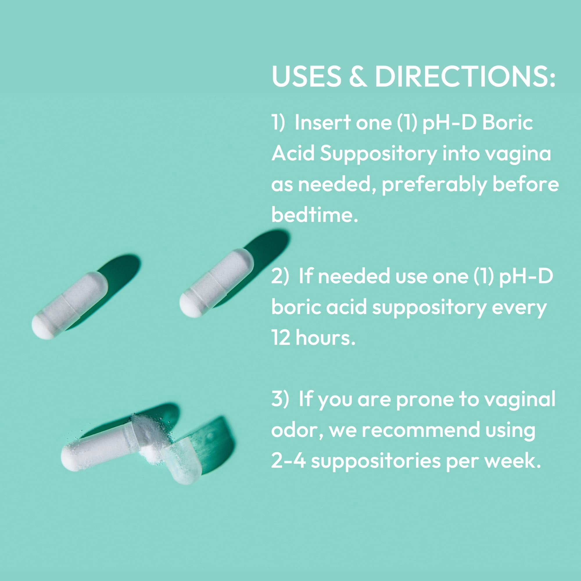 pH-D Feminine Health Support - 600 mg Boric Acid Suppositories - Woman Owned - for Vaginal Odor Use - 36 Count