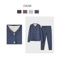 thumbnail image 6 of Thermal Pajama Sets for Men 2 Piece Fleece Lined Long Sleeve Button-Down Jackets and Pants Casual Solid Color Loungewear Homewear Pajamas Outfits Set, 6 of 6