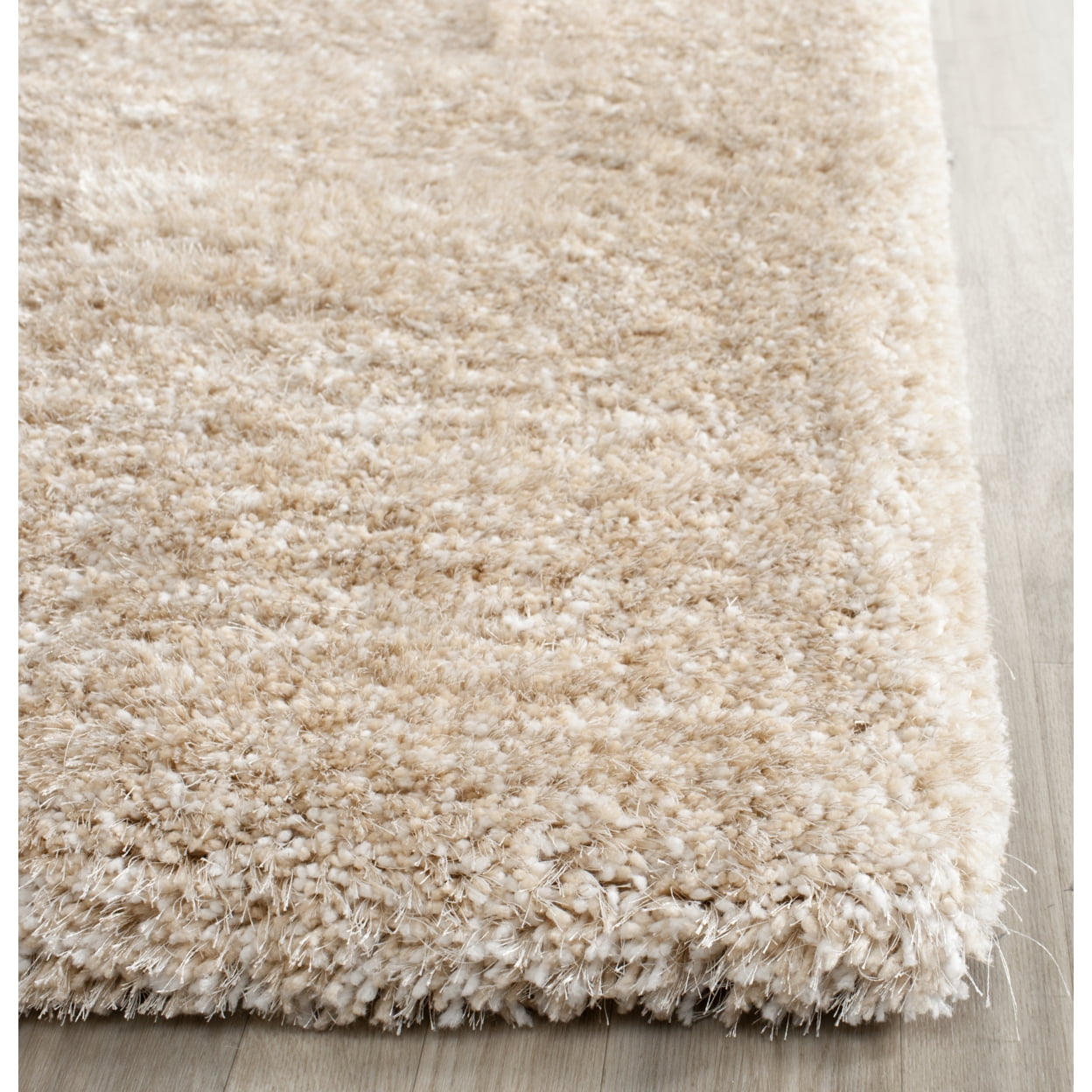 SAFAVIEH Henley Solid South Beach Polyester Shag Runner Rug, Champagne, 2'3" x 6'