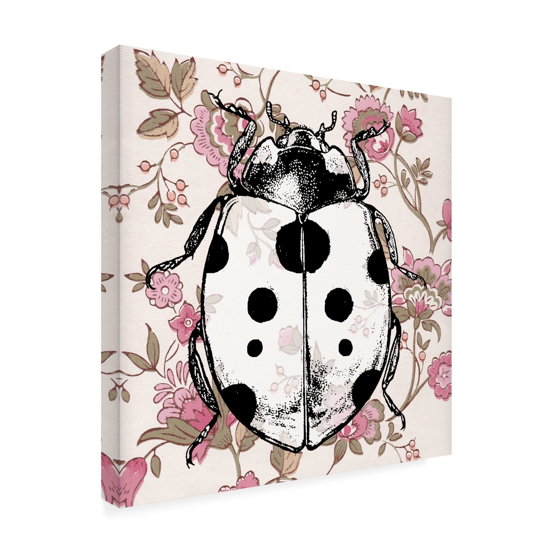 Canvas Wall Art - Dean Russo- Exclusive 'Ladybug Wallpaper Square' Wall Art for Living Room, Bedroom, or Office Décor by Trademark Fine Art - 24 x 24 Inches