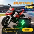 thumbnail image 6 of Xuanlur 24V 9AH Electric Motorbike, 9 mph & 110lb Max, 200W Ride on Motorcycle for Big Kids w/EVA Tires, LED Lights & Power Display, 2 Speed, Bluetooth, Music, Electric Motorcycle for Ages 6+, Red, 6 of 8