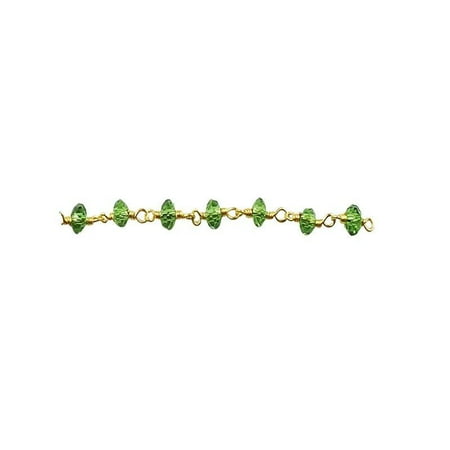 White Enamel 18k Gold Overlay - CHG-237-PQ 18K Gold Overlay Beading & Extender With Peridot Quartz Chain