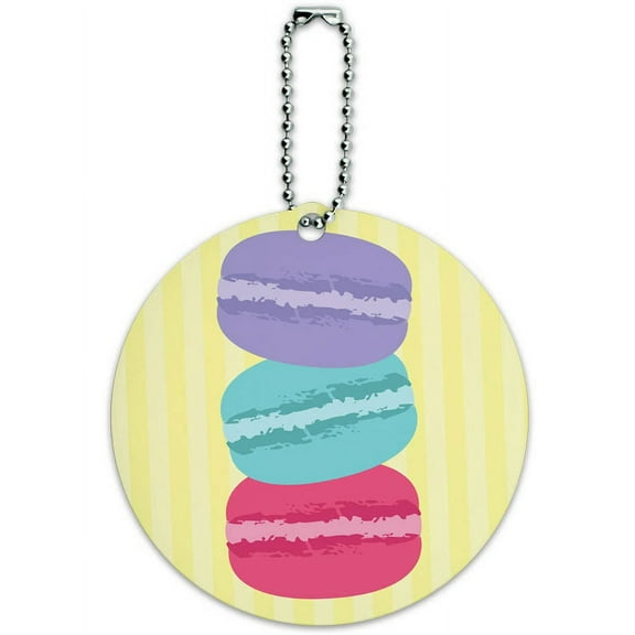 French Macaroon Cookie Round Luggage ID Tag Card for Suitcase or Carry-On