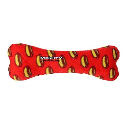 Mighty Bone Red -Durable Squeaky Plush Dog Toy