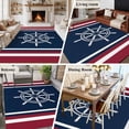 thumbnail image 5 of Navy Blue Red Stripe Area Rug 5x7 FT, Non Slip Bedroom Throw Carpet, Coastal Nautical Rudder Farmhouse Washable Soft Floor Carpet Non-Shedding Rug for Dining Room Bedside Classroom Desk, 5 of 9