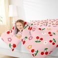 thumbnail image 4 of Manfei Red Cherry Queen Comforter Set,Colorful Flower Blossom Bedding Sets,Cartoon Floral Bedding Comforter Set For Teens,Microfiber Bedroom Decor Reversible,3pcs, 4 of 8
