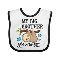 Inktastic My Big Brother Loves Me with Sloth and Hearts Boys or Girls Baby Bib