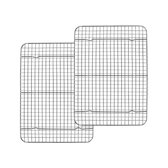 Topboutique Cooling Racks for Baking 40 x 30 x1.5cm - Baking Rack Twin Set. Stainless Steel Oven and Dishwasher Safe Wire Cooling Rack. Fits Half Sheet Cookie Pan- Set of 2