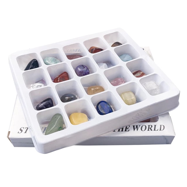 Wosthever 20 piezas de calendario de adviento de Navidad Set Mini piedra de ágata de cristal natural rocas minerales fósiles para niños enseñanza Decoración del hogar Wosthever HA038962-00