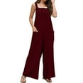 thumbnail image 1 of Pantalones de yoga Mono Sin mangas Gibobby para mujer informal liso Verano con pierna ancha S vino, 1 of 4