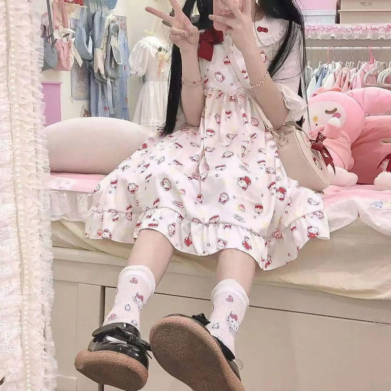 Sanrio Cute Hello Kitty Lolita Dress Girl Kawaii Chic Sanrio Cute Hello Kitty Lolita Dress Girl Kawaii Chic
