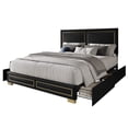 thumbnail image 4 of Home Design Jasper King Upholstered Storage Platform Bed Frame with Gold Aluminum Trim and Four Under-Drawers, Black, Easy Assembly, 4 of 5