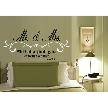 Decal ~ Mr. and Mrs. What God has joined together: Mark 10:9 ~ WALL DECAL, HOME DECOR 19