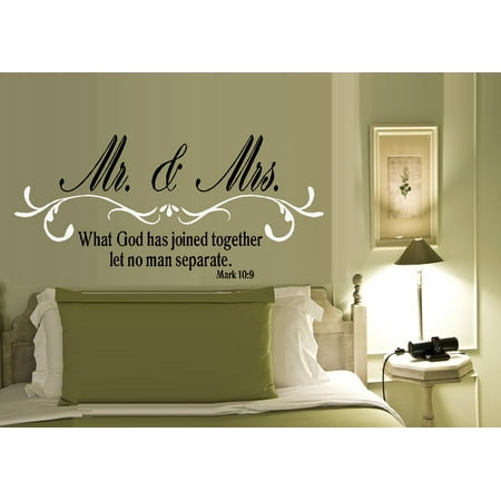 Home Decor Decals - Decal ~ Mr. and Mrs. What God has joined together: Mark 10:9 ~ WALL DECAL, HOME DECOR 19