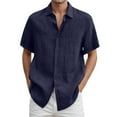 thumbnail image 2 of Mens Beach Shirts Loose Fit Button Down Short Sleeve Summer Solid Color Vacation Hawaiian Shirts BU1 XXXXL, 2 of 5
